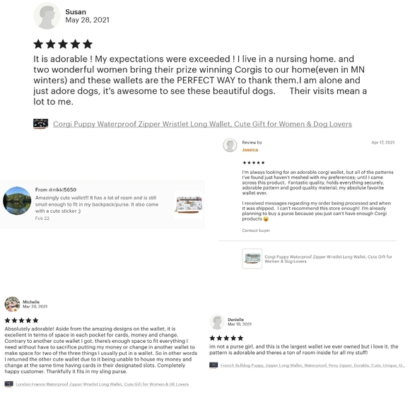 Waterproof Corgi Zipper Wristlet Long Wallet - Picture 7 of 12